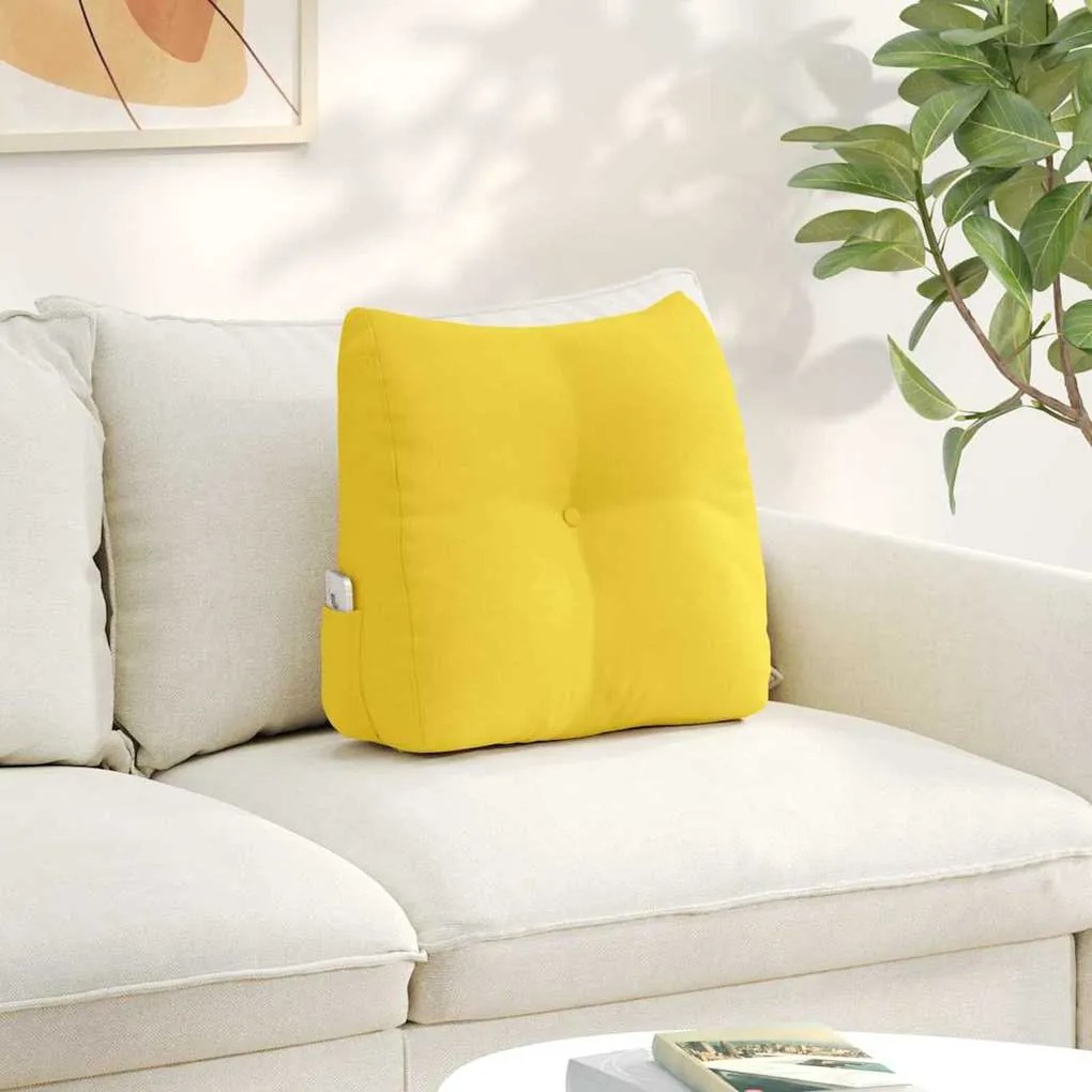 vidaXL Travesseiro para Costas Amarelo Claro 45 x 24 x 50 cm tecido