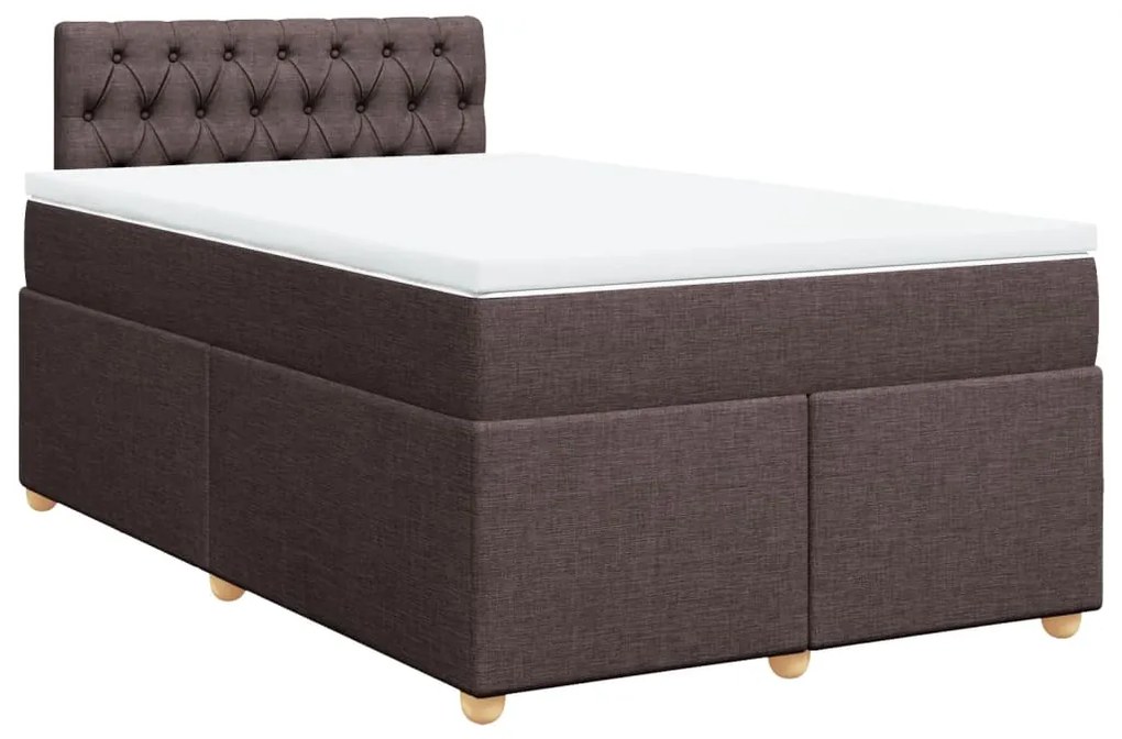 Cama boxspring com colchão 120x190 cm tecido castanho-escuro