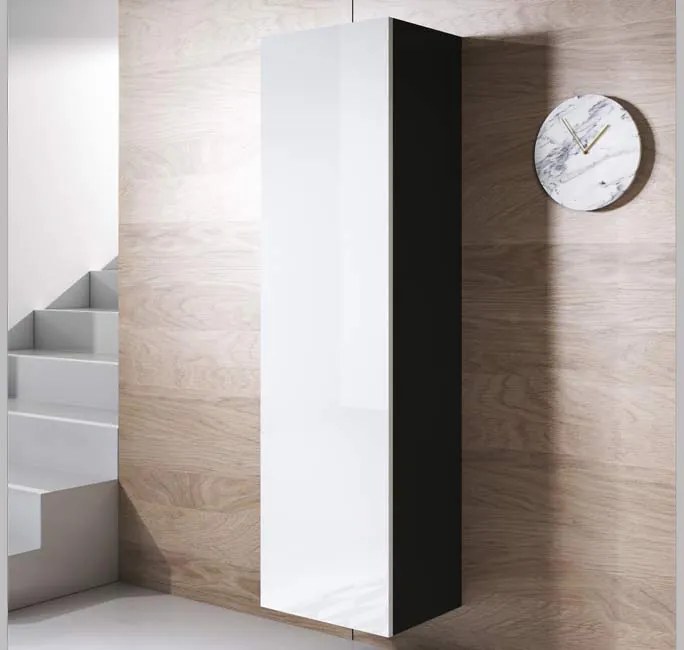 Armário Alto Zaragoza – 40x165 cm – Preto e Branco