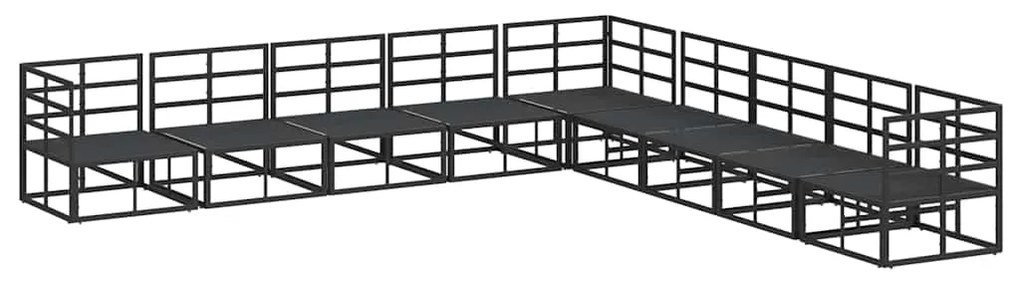 Conjunto de Sofá de Jardim 9 pcs Preto 353 x 353 x 71 cm