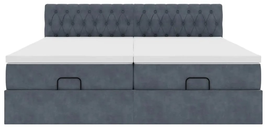 Estrutura cama otomana colchões 180x200 cm cinzento escuro