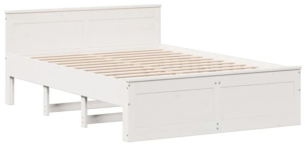 Cama sem colchão com cabeceira 160x200 cm pinho maciço branco