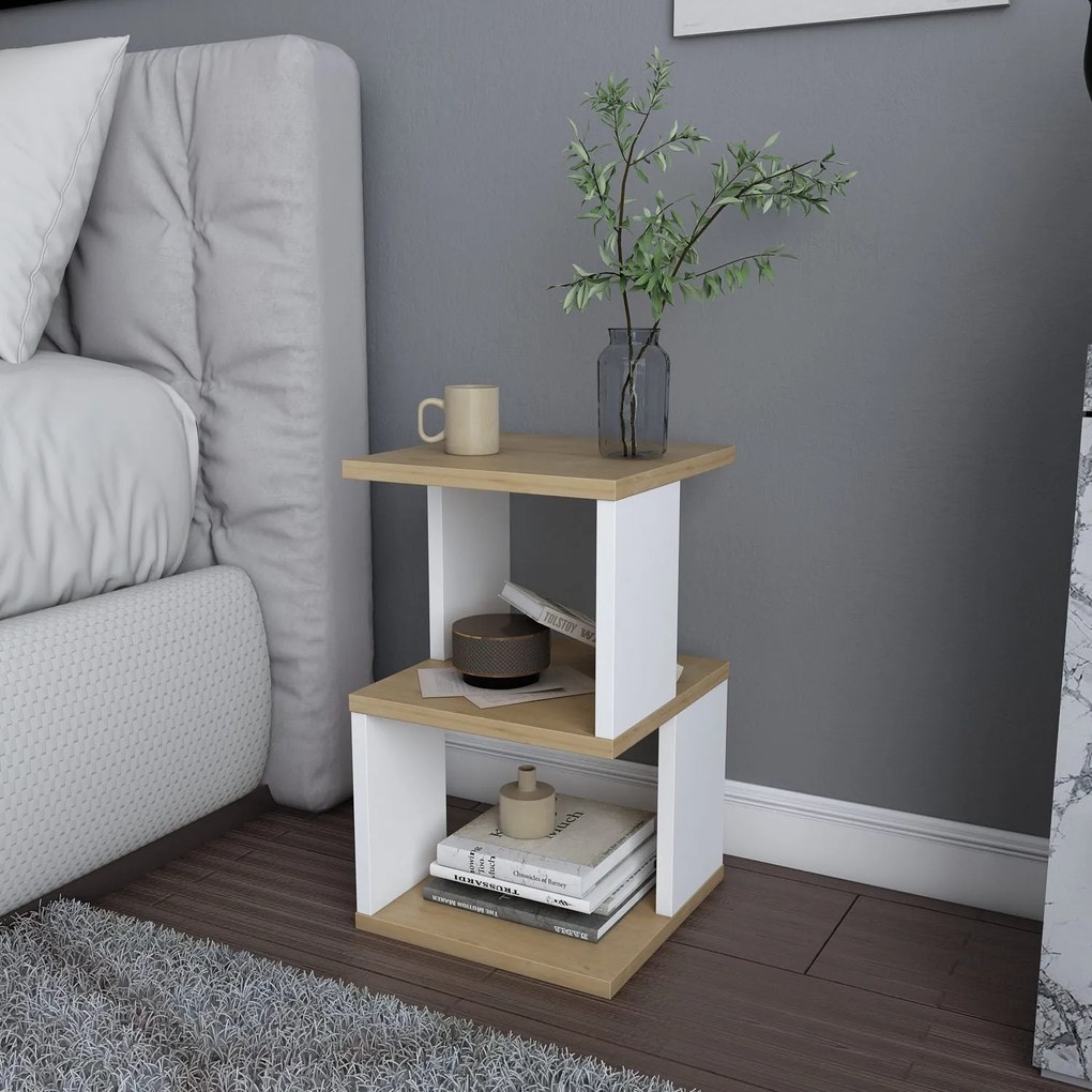 Mesa de Cabeceira Carter – Carvalho Branco – 29,6x29,6x49,4 cm