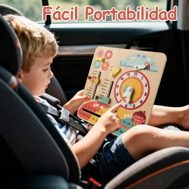 Brinquedo de madeira Montessori para crianças pequenas Relógio educativo para aprender sobre as estações e as datas Calendário multicolorido