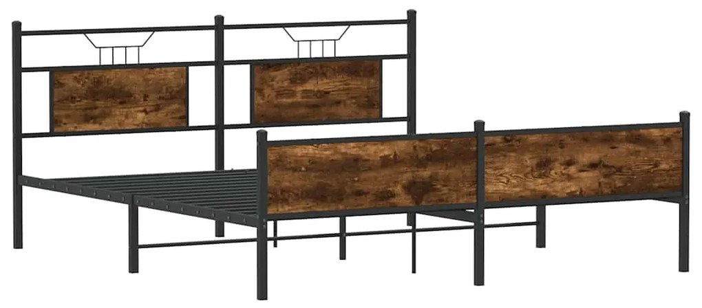 Estrutura de cama sem colchão 180x200cm metal carvalho fumado