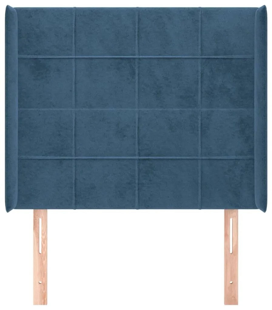 Cabeceira cama c/ abas veludo 93x16x118/128 cm azul-escuro
