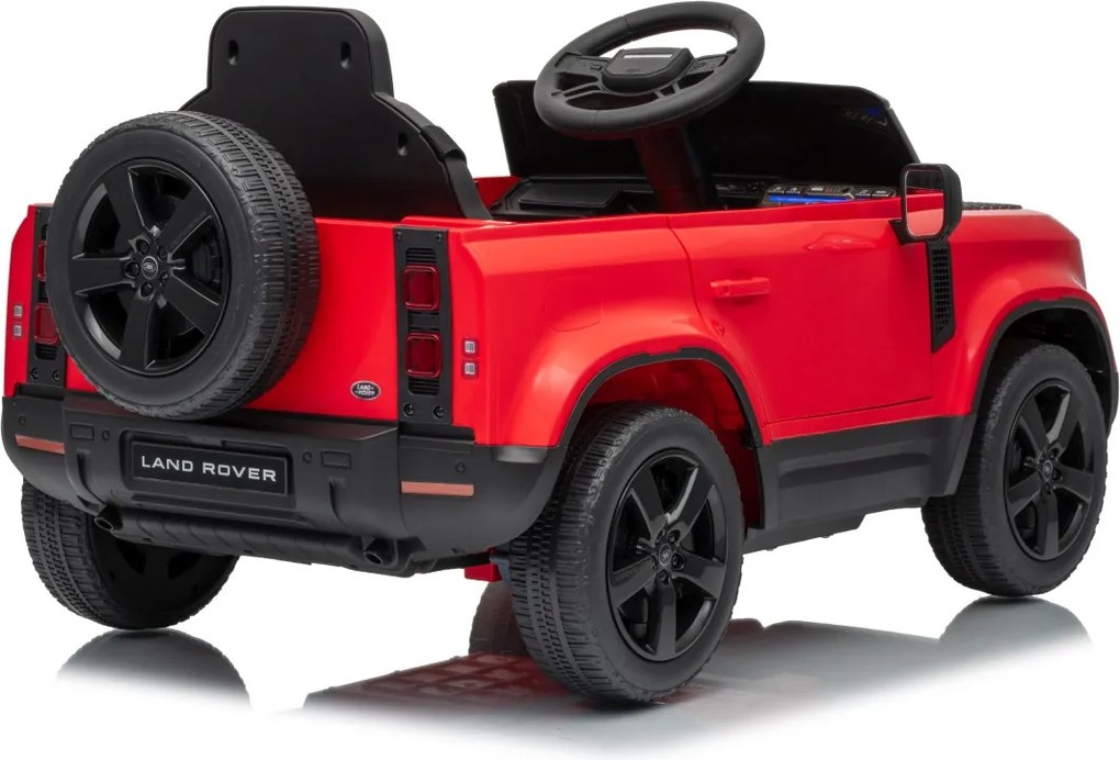 Carro elétrico para Crianças 12V 4x4 Land Rover Defender Rodas de espuma EVA, Assento Couro ecológico, Controlo remoto Vermelho