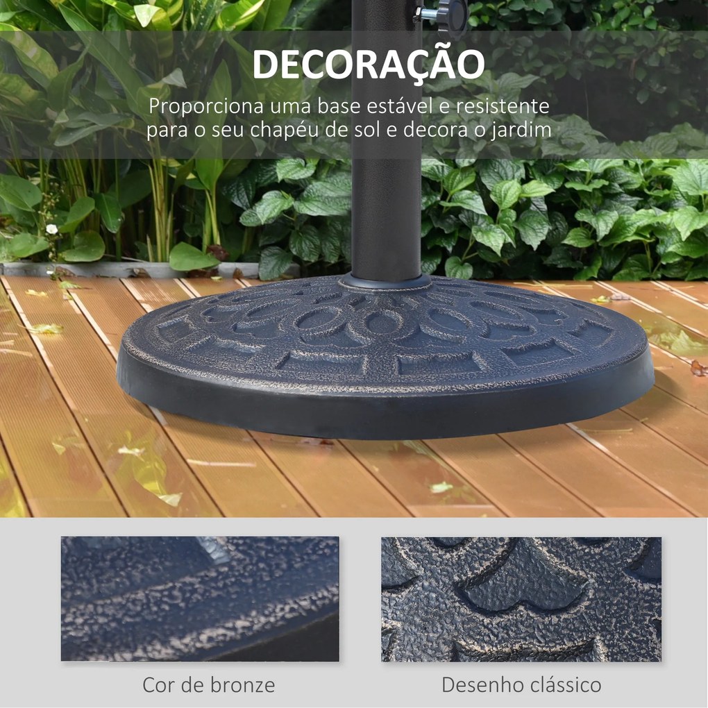 Base para Chapéu de Sol Redonda Suporte para Chapéu de Sol de Resina p