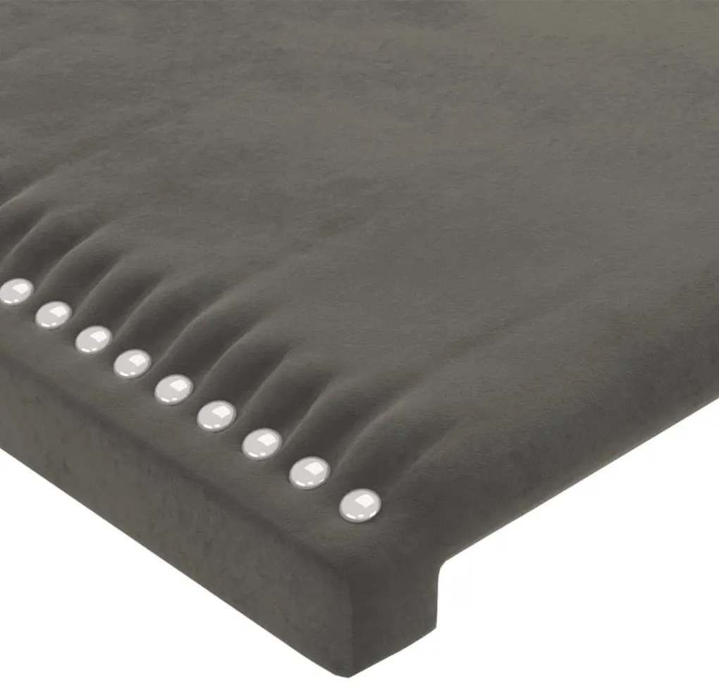 Cabeceira cama c/ luzes LED veludo 83x16x78/88cm cinza-escuro