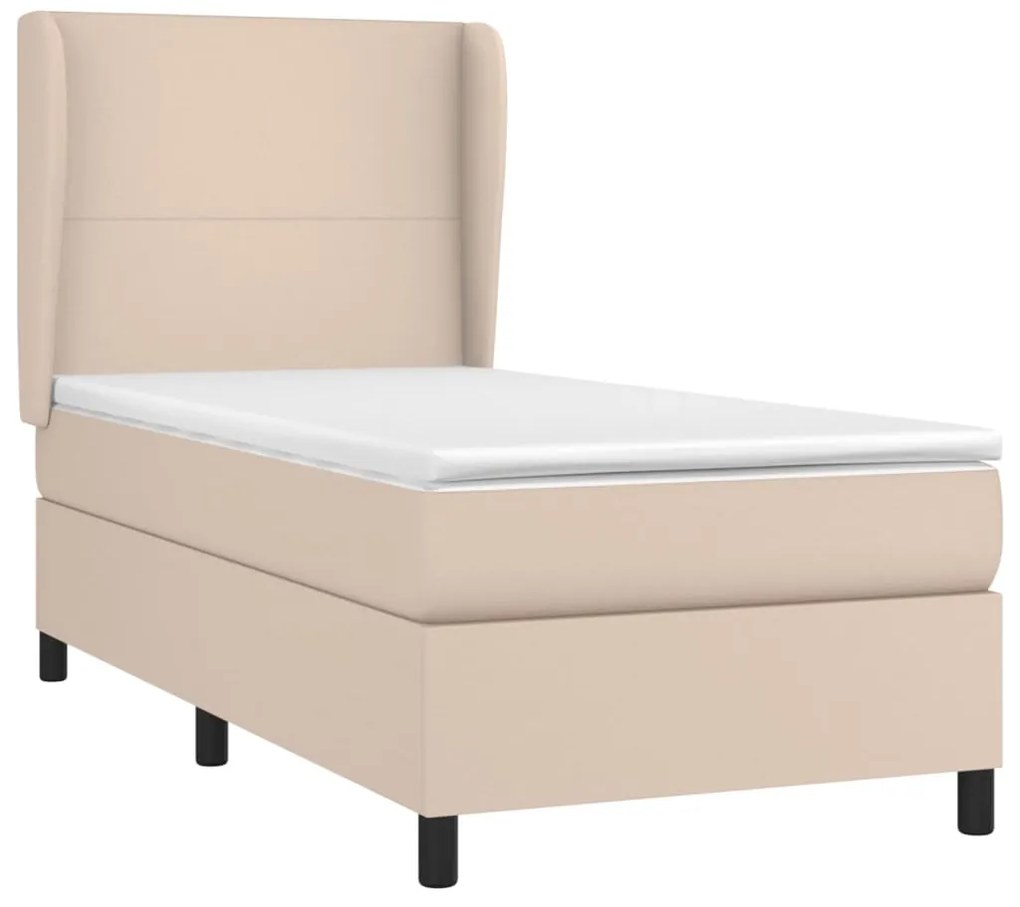 Cama com molas/colchão 80x200 cm couro artificial cappuccino