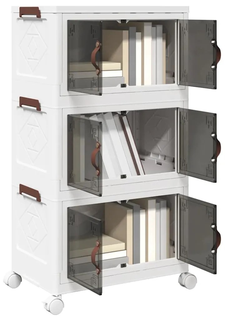 Caixa de arrumação empilhável rodas 3camadas 28L 48,5x29,5x86cm