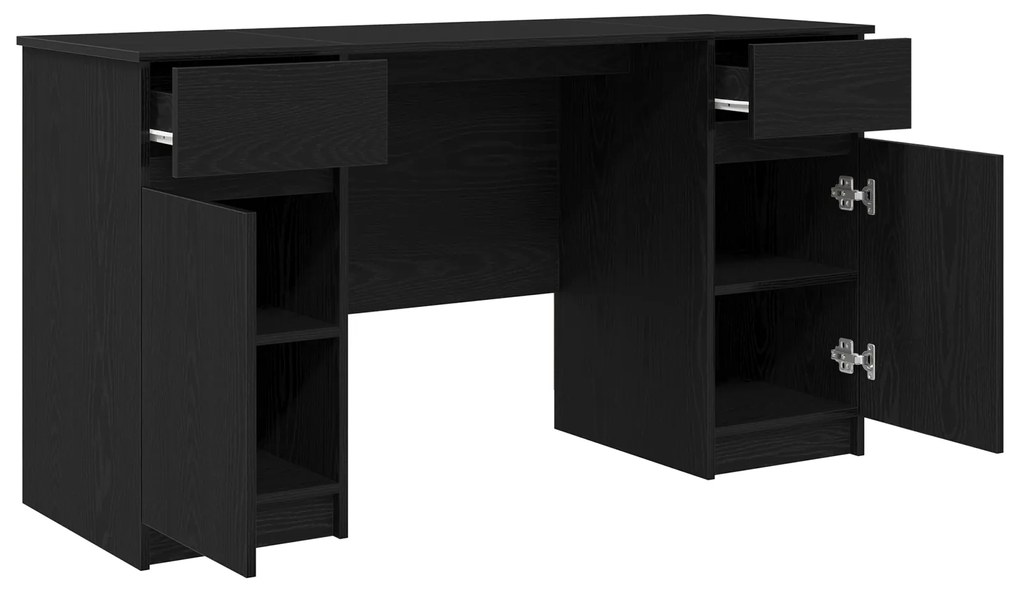 Mesa vidaXL Preta em Carvalho 140x49x76 cm em Madeira Engenharia