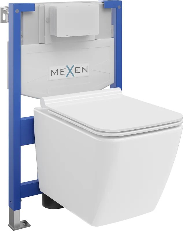 Mexen Vega conjunto embutido WC estrutura Fenix XS-F com sanita e assento de queda suave, branco brilhante - 68030654000