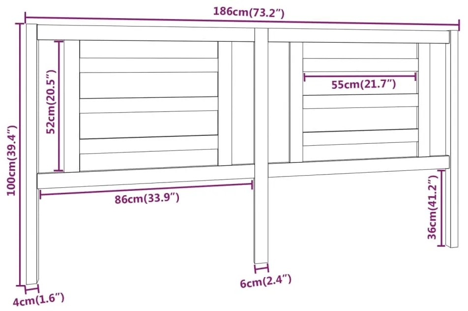 Cabeceira de cama 186x4x100 cm pinho maciço branco