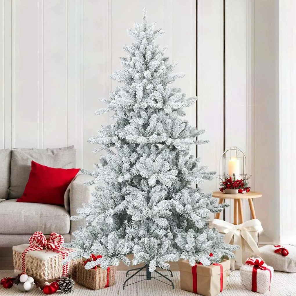 vidaXL Árvore de Natal Artificial Articulada Nevado Flocked Branco