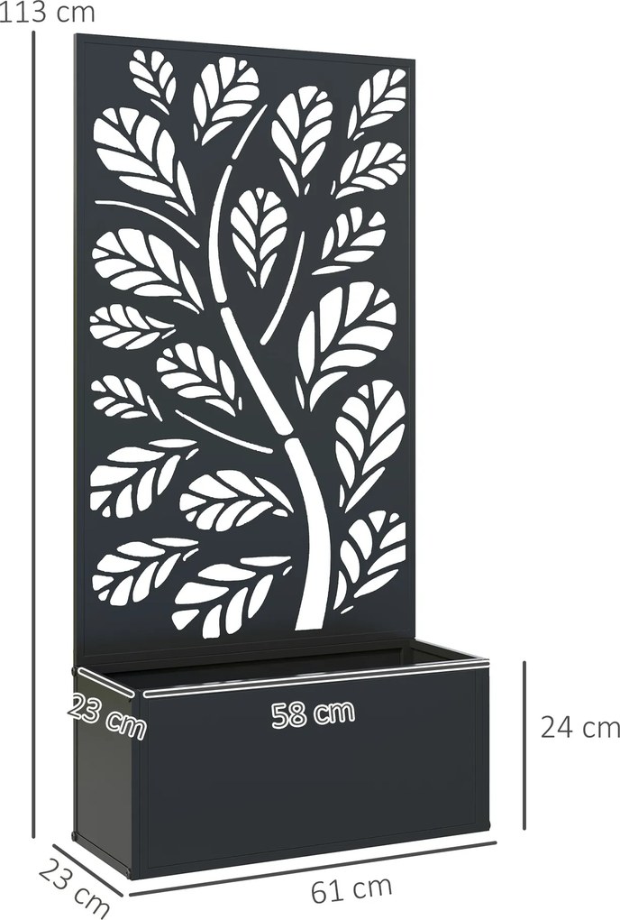 Floreira com biombo de treliça para plantas trepadeiras, floreira 61 x 23 x 113 cm preto