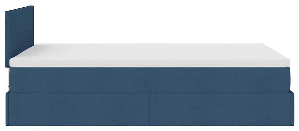 Cama otomana com colchão 120x200 cm tecido azul