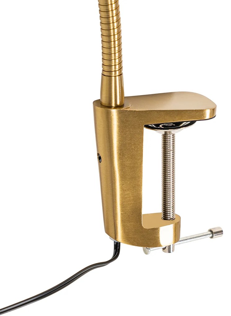 Candeeiro de mesa com garra em latão com LED e dimmer tátil - Lionard