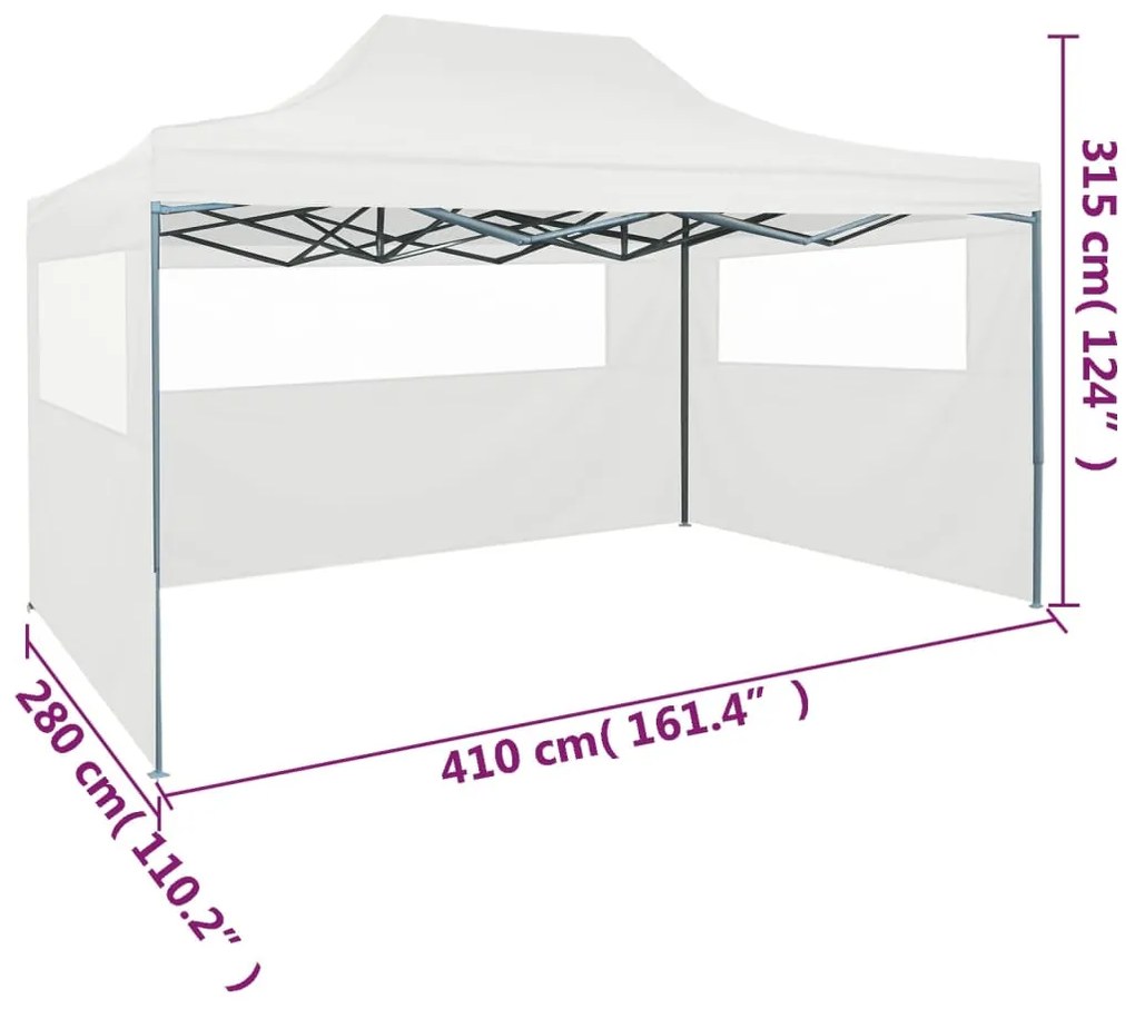 Tenda dobrável profissional festas 3 paredes 3x4m aço branco