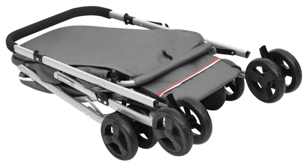 Carrinho dobrável para cães 100x49x96 cm tecido linho cinzento