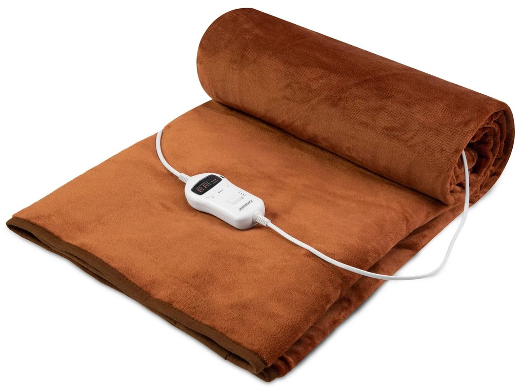 Manta aquecida Coral Fleece 180 x 130 cm Castanho