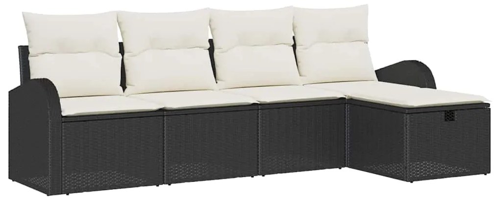 Conjunto de Sofá de Jardim de 5 Peças com Almofadas em Rattan Poliéste