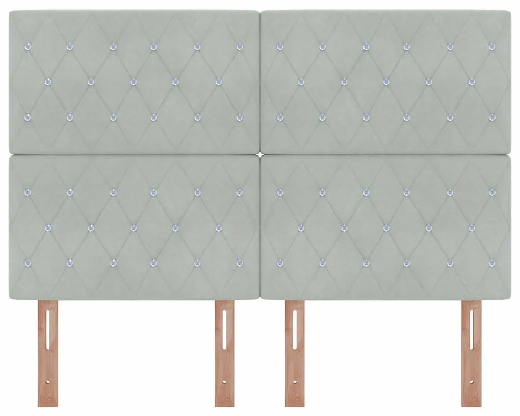 Cabeceira LED cinza claro 80 cm em veludo.