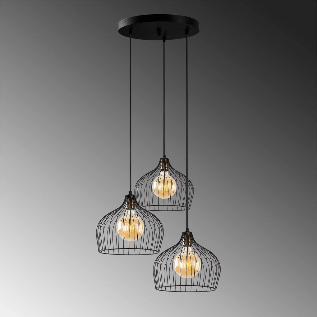 Candeeiro de Teto Bek – Preto Antigo – 59 x 59 x 41-121 cm