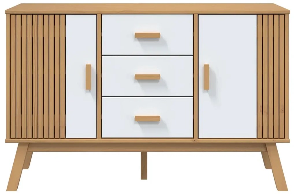 Aparador OLDEN 114x43x73,5 cm pinho maciço branco e castanho