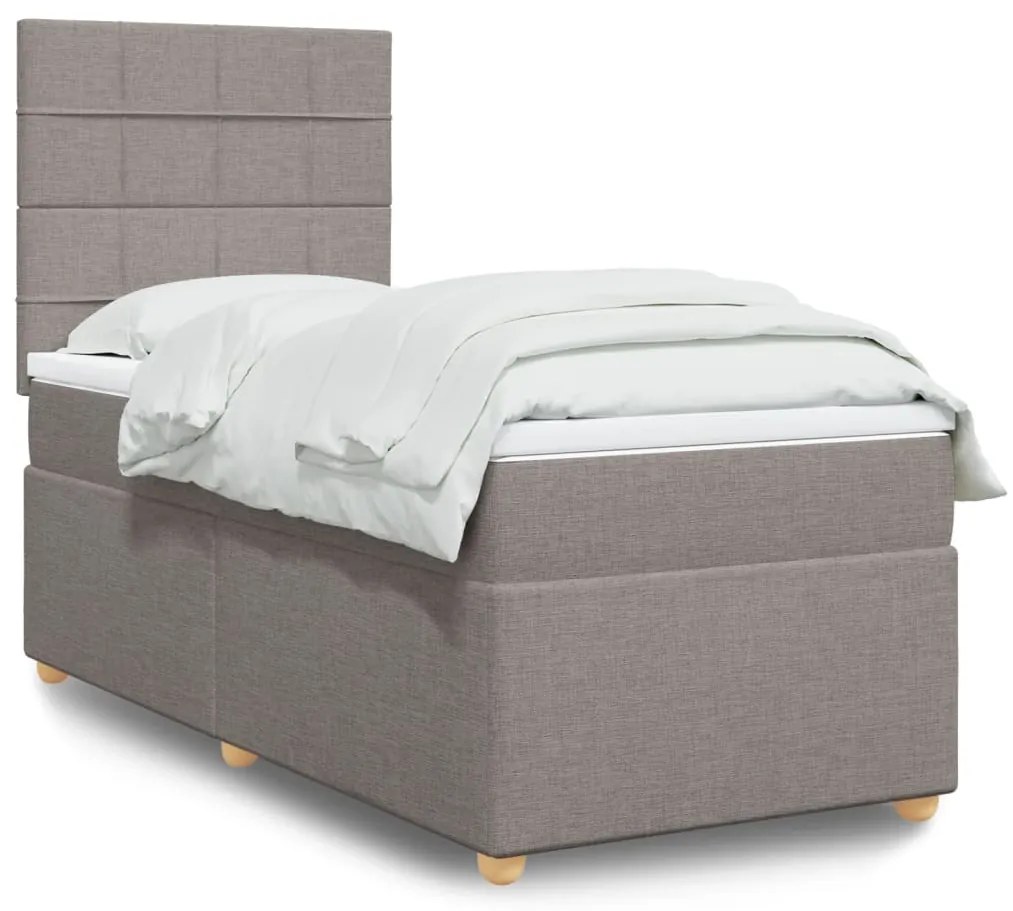 Cama com molas/colchão 90x200 cm tecido castanho-acinzentado