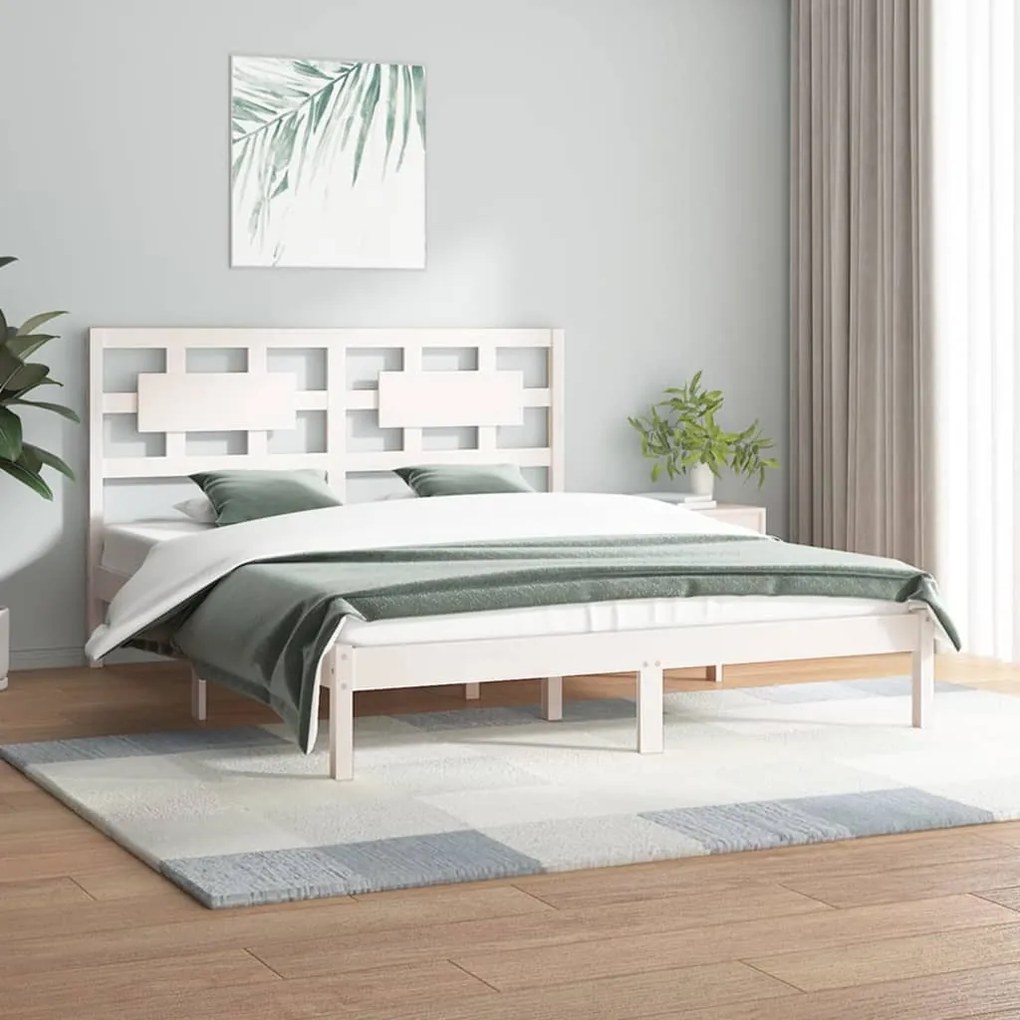 Estrutura de cama 200x200 cm pinho maciço branco