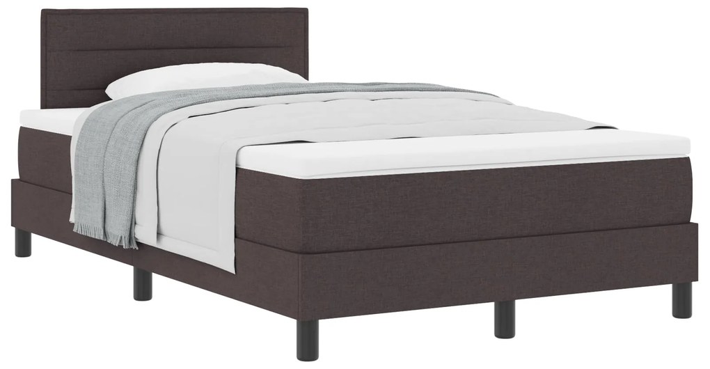 Box Spring Bed com Colchão Marrom Escuro 120x200 cm Tecido