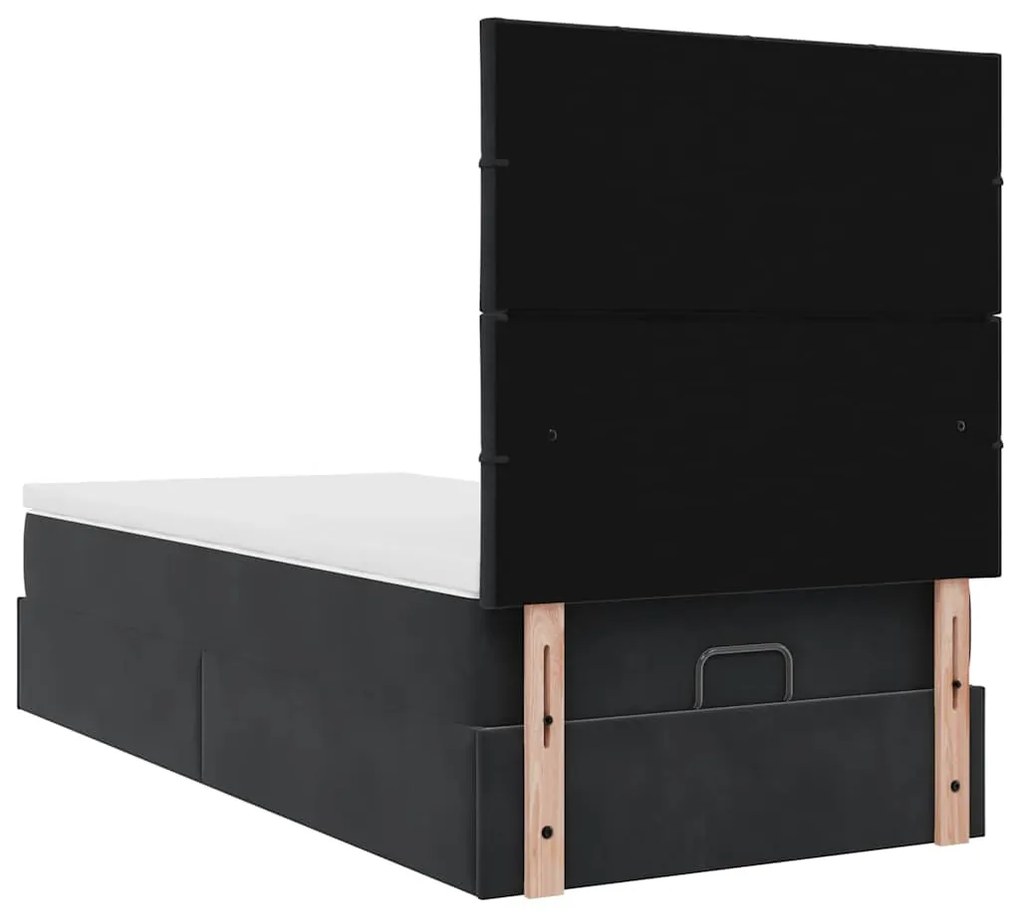 Estrutura de cama otomana com colchões preto veludo