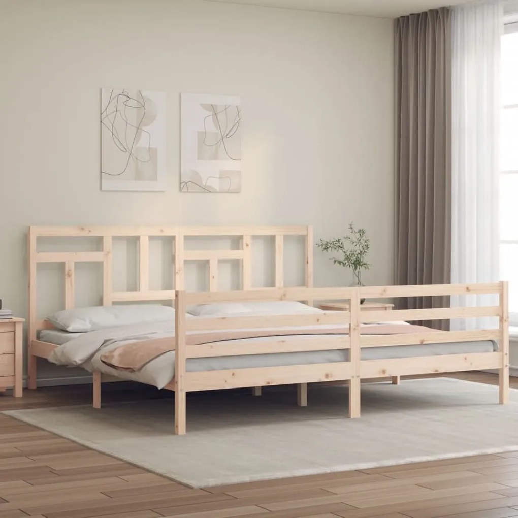 3194976 vidaXL Estrutura de cama Super King Size com cabeceira madeira maciça