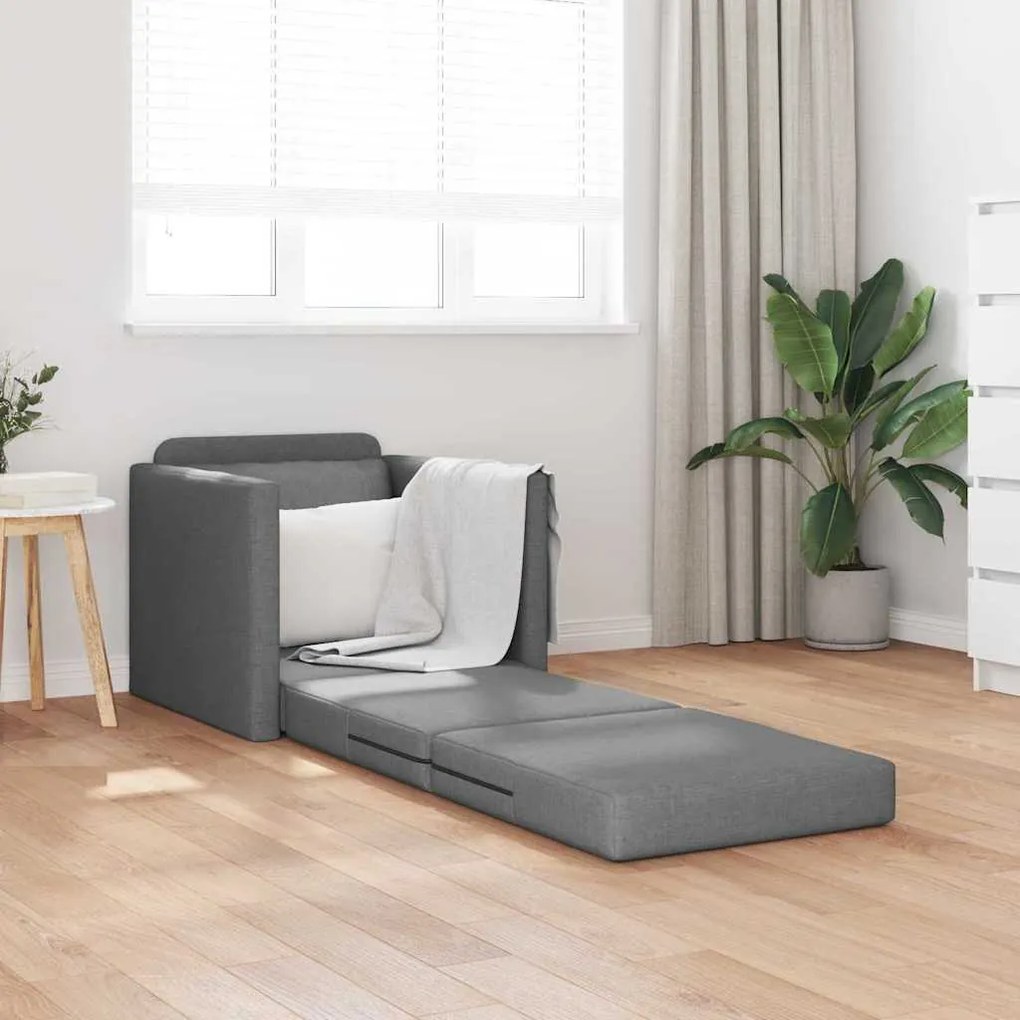 Sofá Cama 2 em 1 Cinza Escuro 74x77x81 cm Tecido