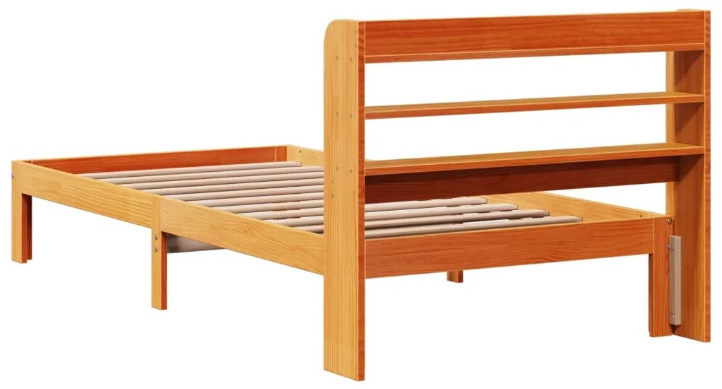 Cama sem colchão 100x200 cm pinho maciço castanho-mel