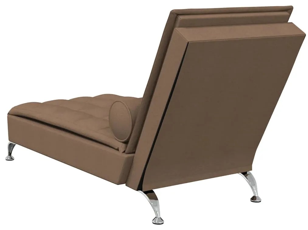 Chaise lounge de massagem com rolo tecido castanho