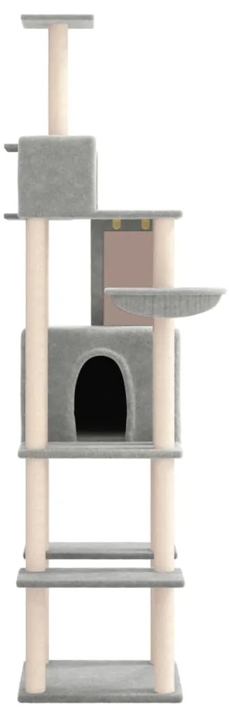 Árvore p/ gatos c/ postes arranhadores sisal 201 cm cinza-claro