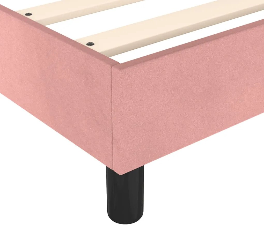 Estrutura de cama 100x200 cm veludo rosa