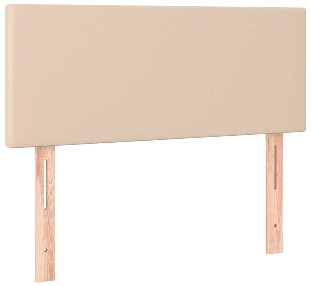 Cama box spring c/colchão/LED 120x200cm couro artif. cappuccino