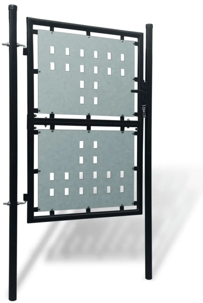 Portão de cerca com porta única 100x250 cm preto