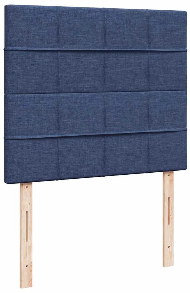 Cama box spring c/ colchão e LED 120x190 cm tecido azul