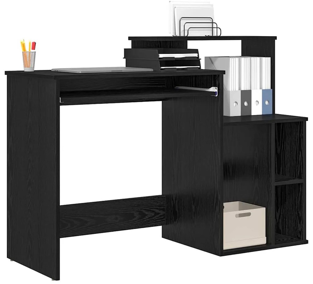 Mesa com Armazenamento Carvalho Preto 120,5x44x88,5 cm Madeira de Enge