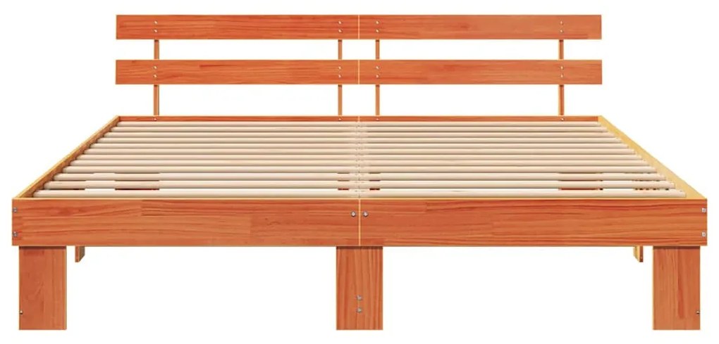 Estrado de Cama com Cabeceira Castanho 200x200 cm Madeira Sólida de Pi