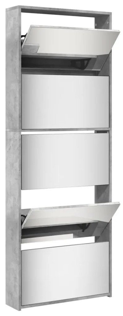 Sapateira c/ espelho 5 divisórias 63x17x169,5 cm cinza cimento