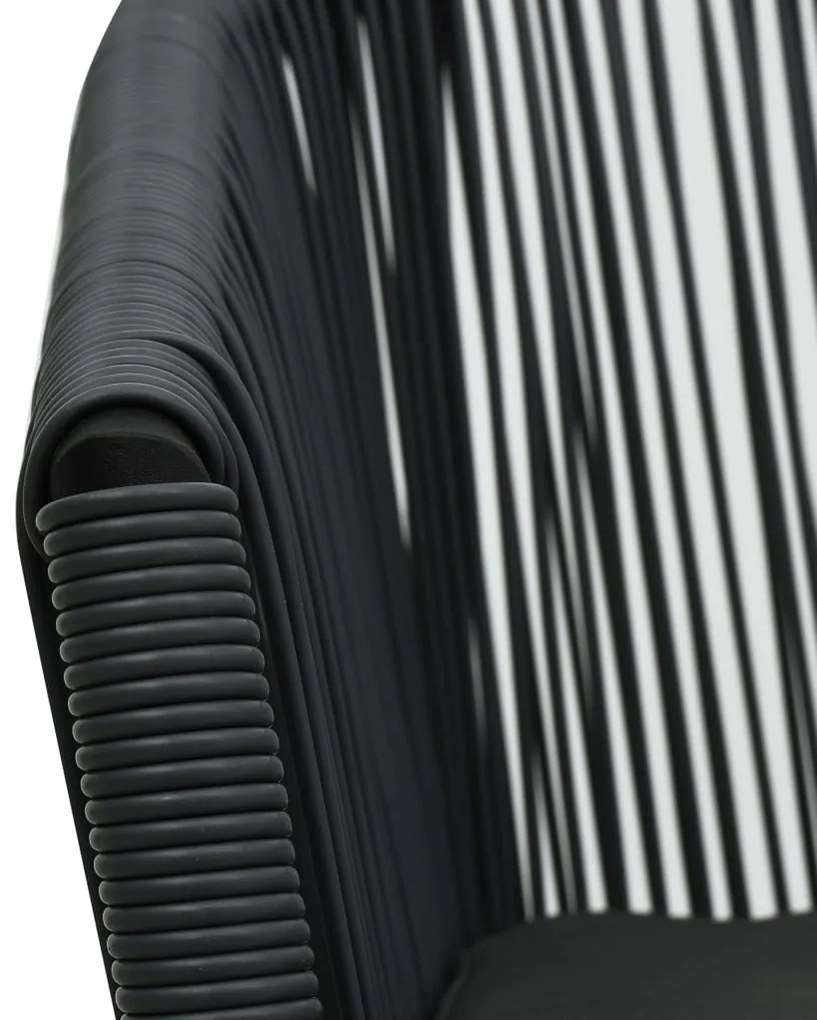 3 pcs conjunto bistrô com almofadões vime PE preto