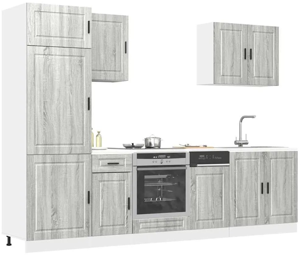 vidaXL 7 peças armário de cozinha conjunto Kalmar cinza sonoma