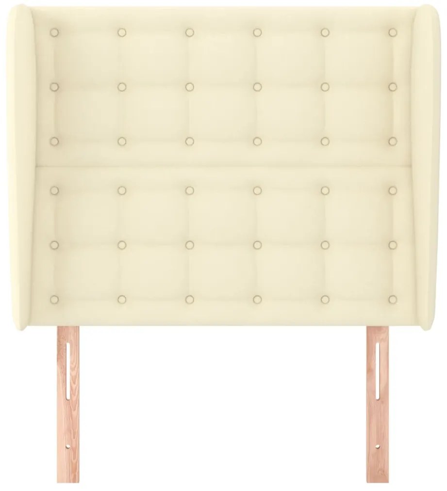 Cabeceira cama c/ abas couro artificial 93x23x118/128 cm creme