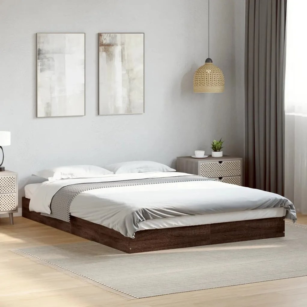 Estrutura cama s/ colchão derivados madeira carvalho castanho