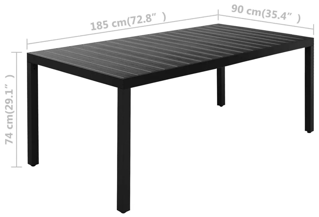 9 pcs conjunto de jantar para jardim preto e castanho